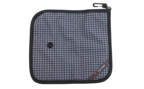 The back of a Tool Pen Wrap in Steel (dark-grey with white grid) 200 Halcyon.